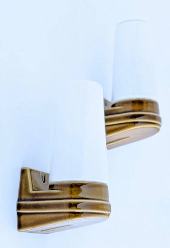 Pair of wall sconces "Bernadotte" model 6080 in ochre porcelain by Sigvard Bernadotte for Ifö - 1960