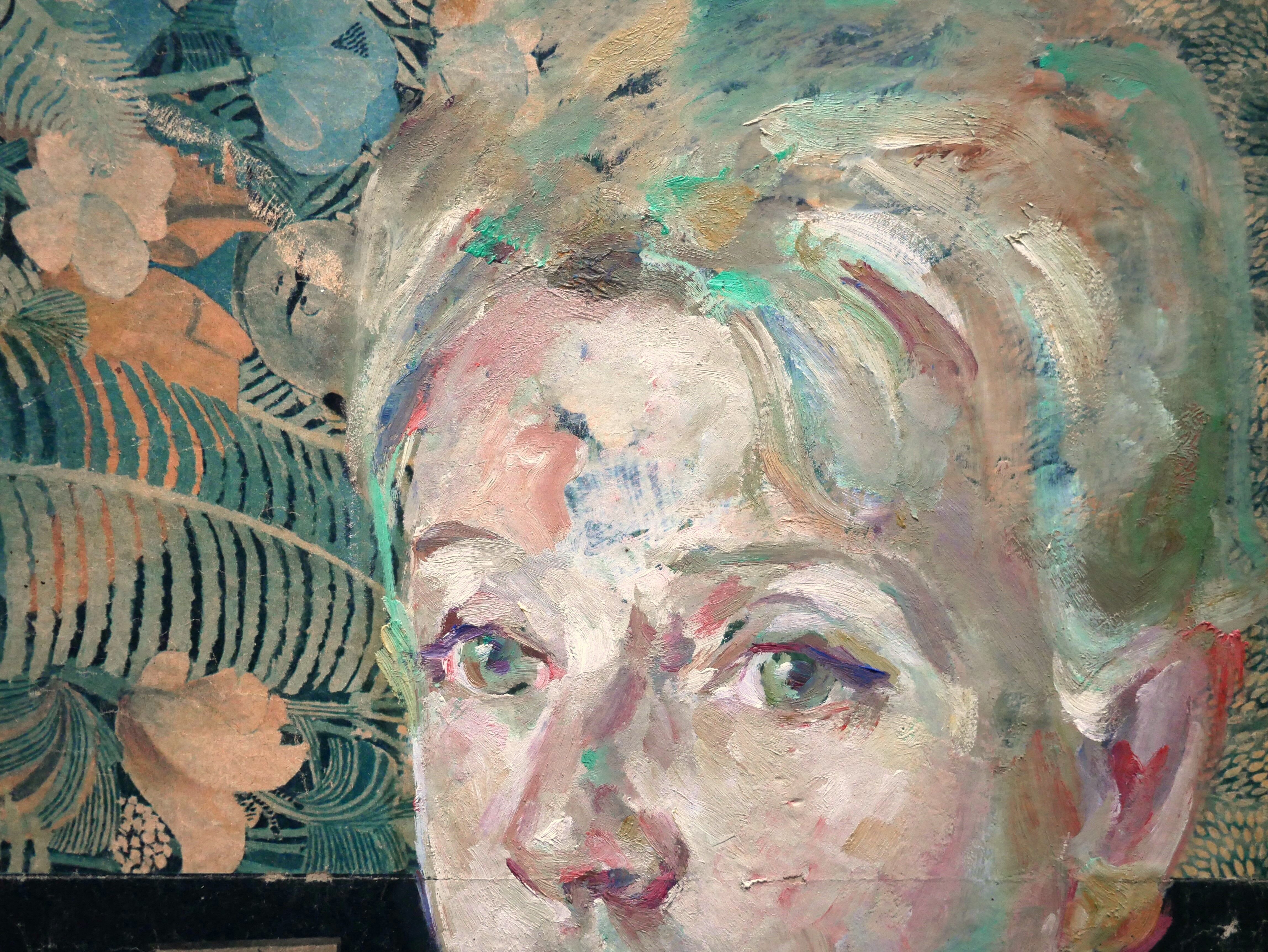 Vintage painting portrait on paper