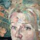 Vintage painting portrait on paper