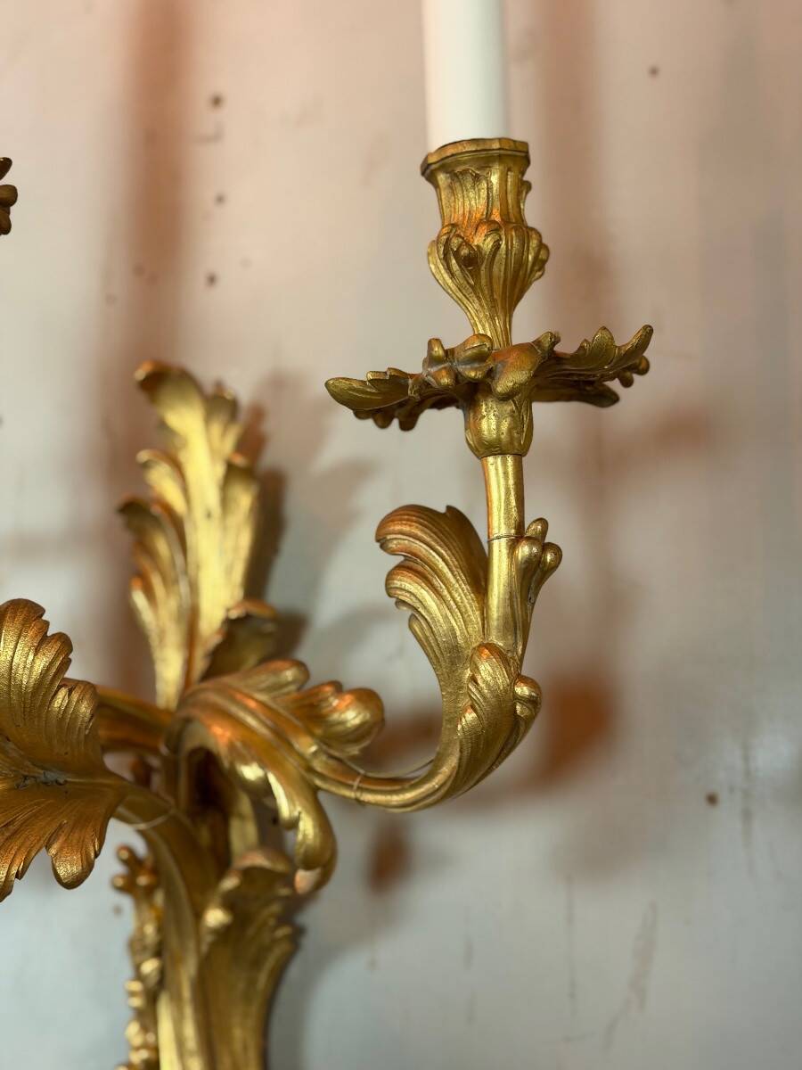 Pair of large wall sconces in Louis XV style circa 1880