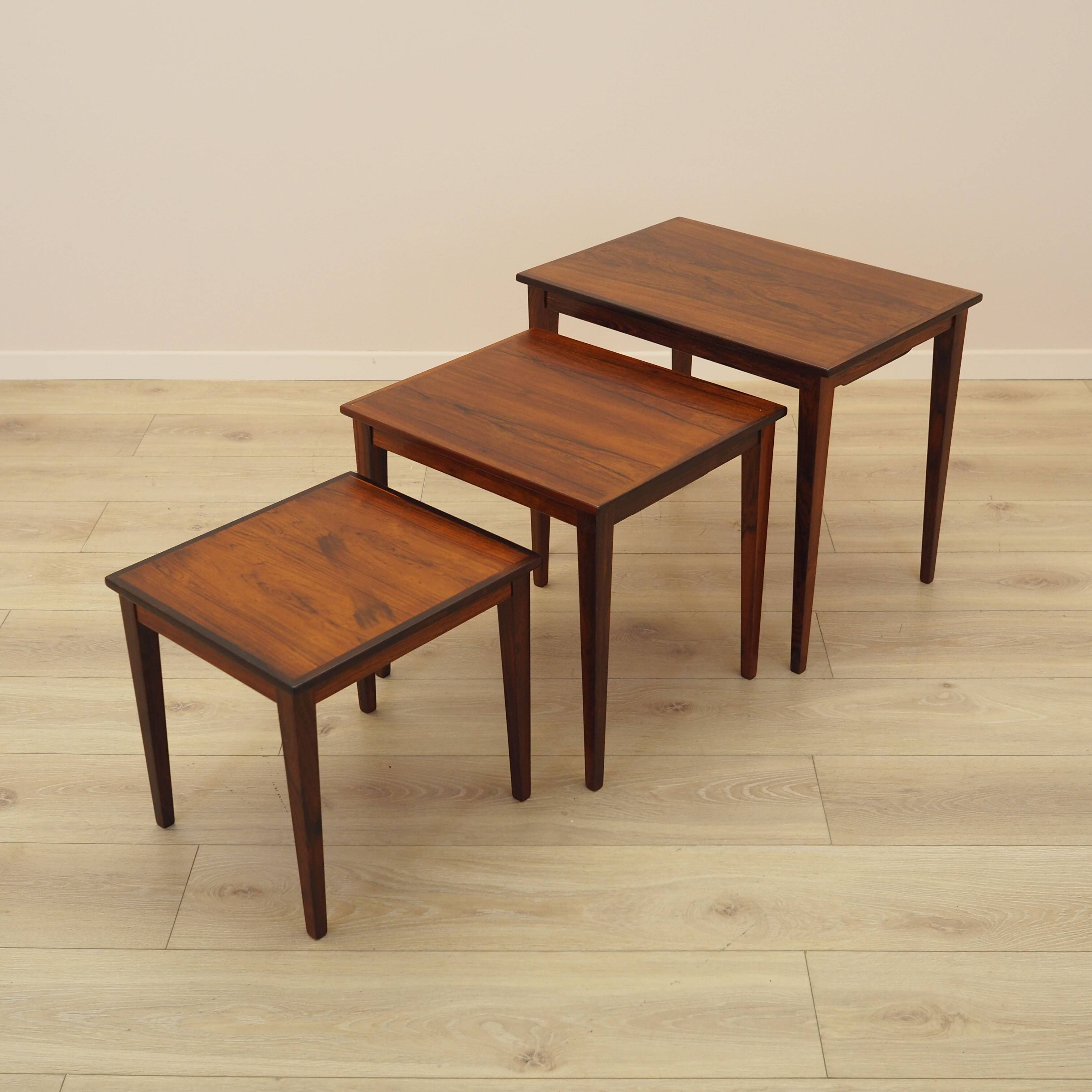 Set of three rosewood coffee tables, Danish design, 1960s, made in Denmark