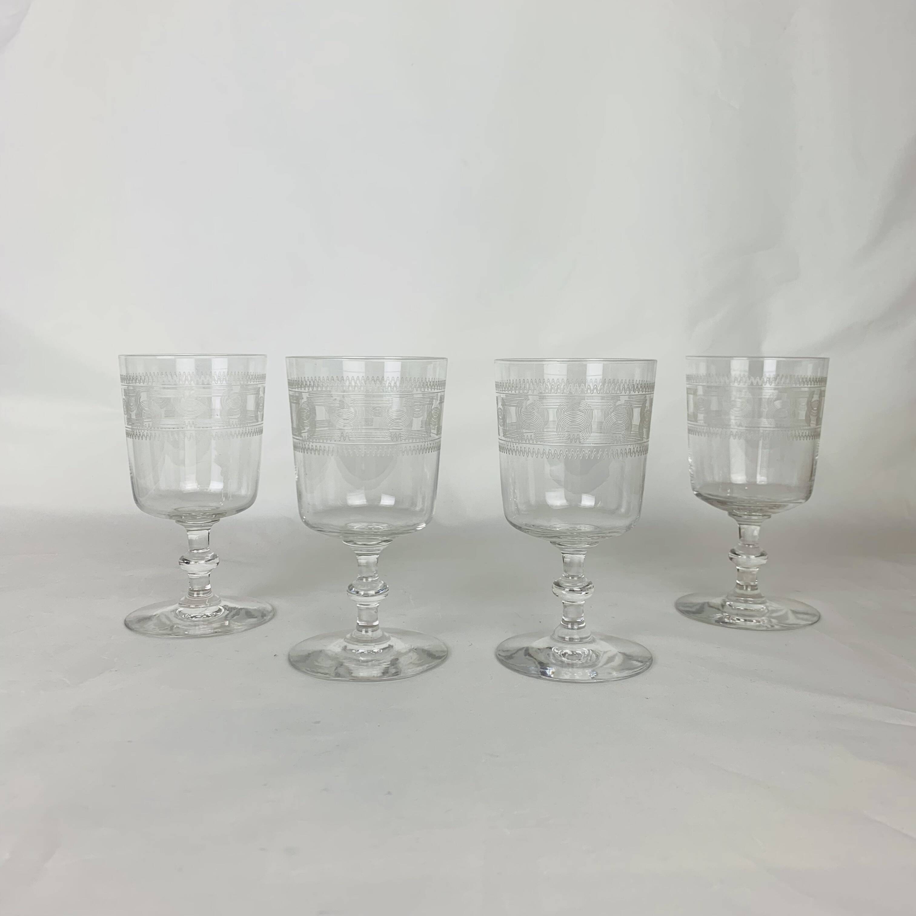 4 Baccarat wine glasses Chanel model engraving 3458