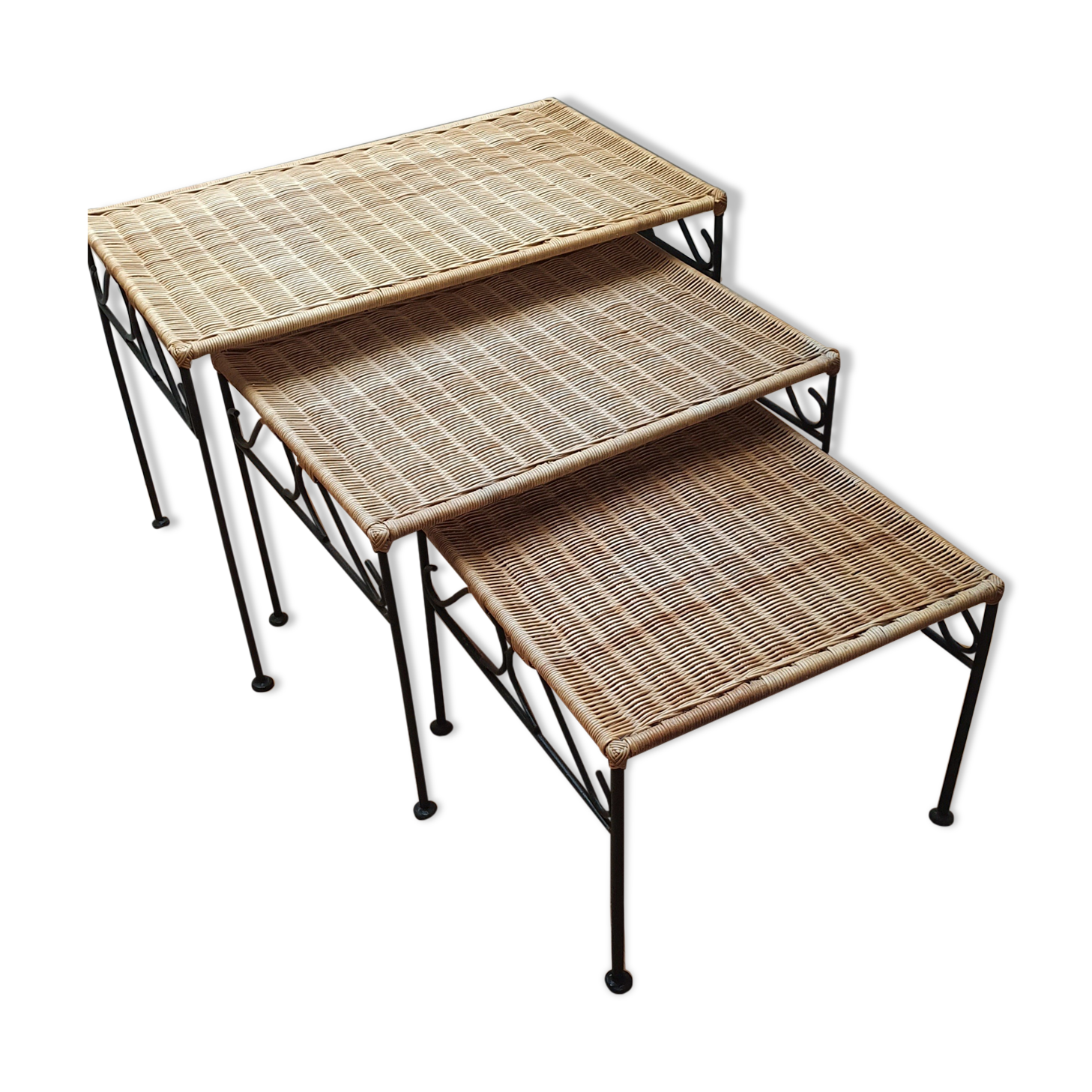 3 tables basses gigognes vintage