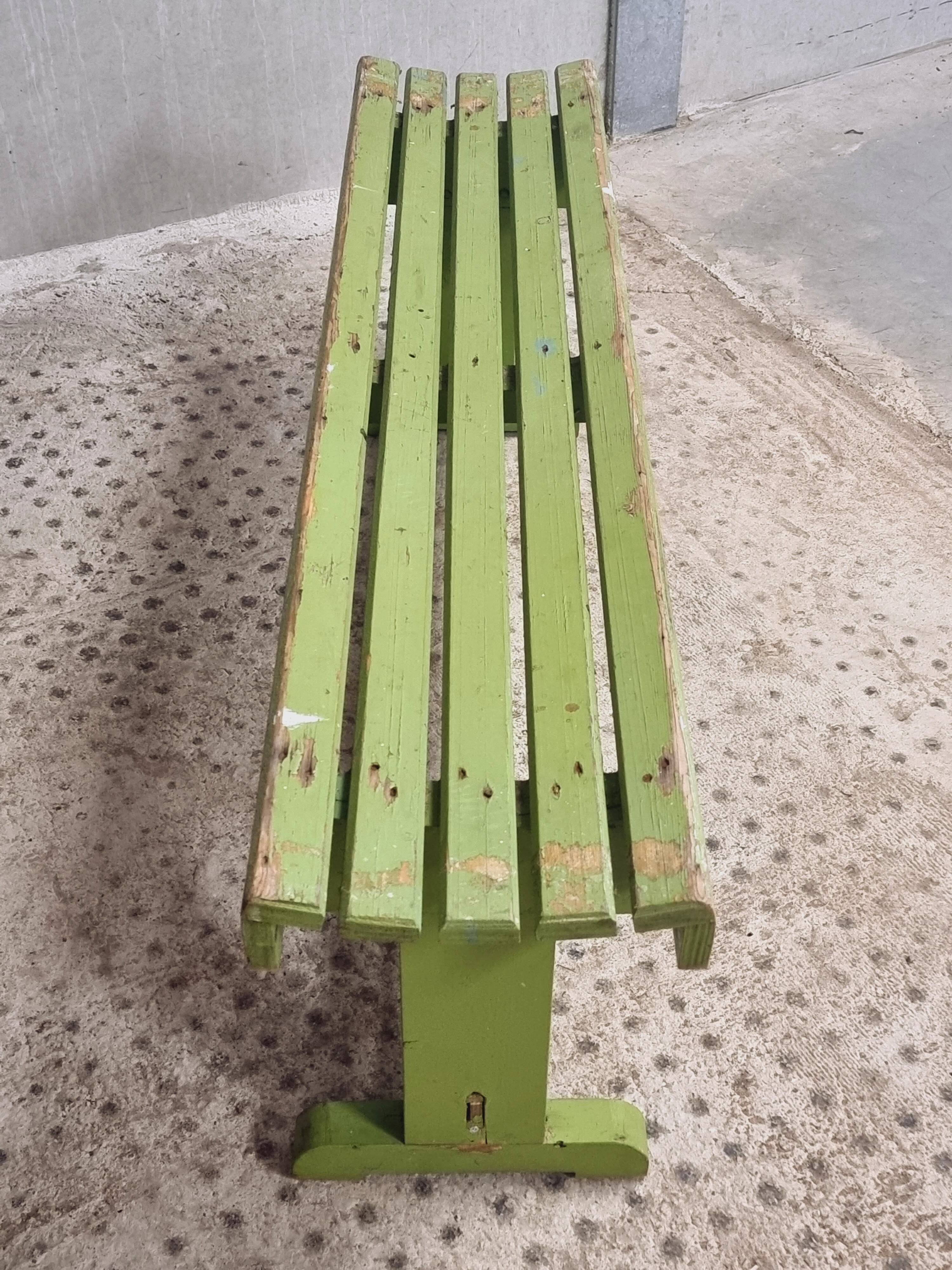 Vintage wooden bench grass green garden bench 140 cm
