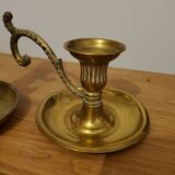 Set of brass candle holders