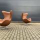 2x Fritz Hansen Egg chair by Arne Jacobsen in Cognac leather, new condition!