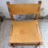 Elm and leather armchair Maison Regain