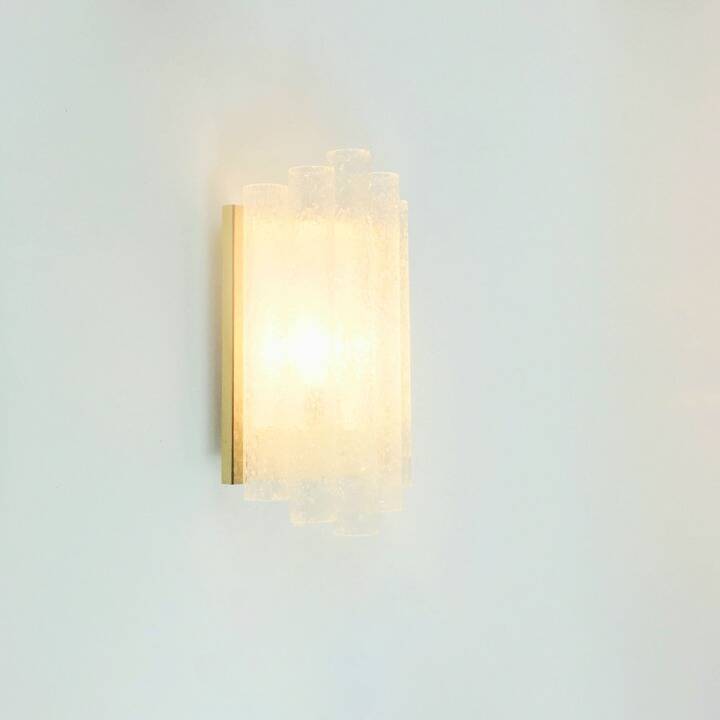 Pair Of Mid Century Modern Ice Glass Wall Lights From Doria, Germany, 1960s