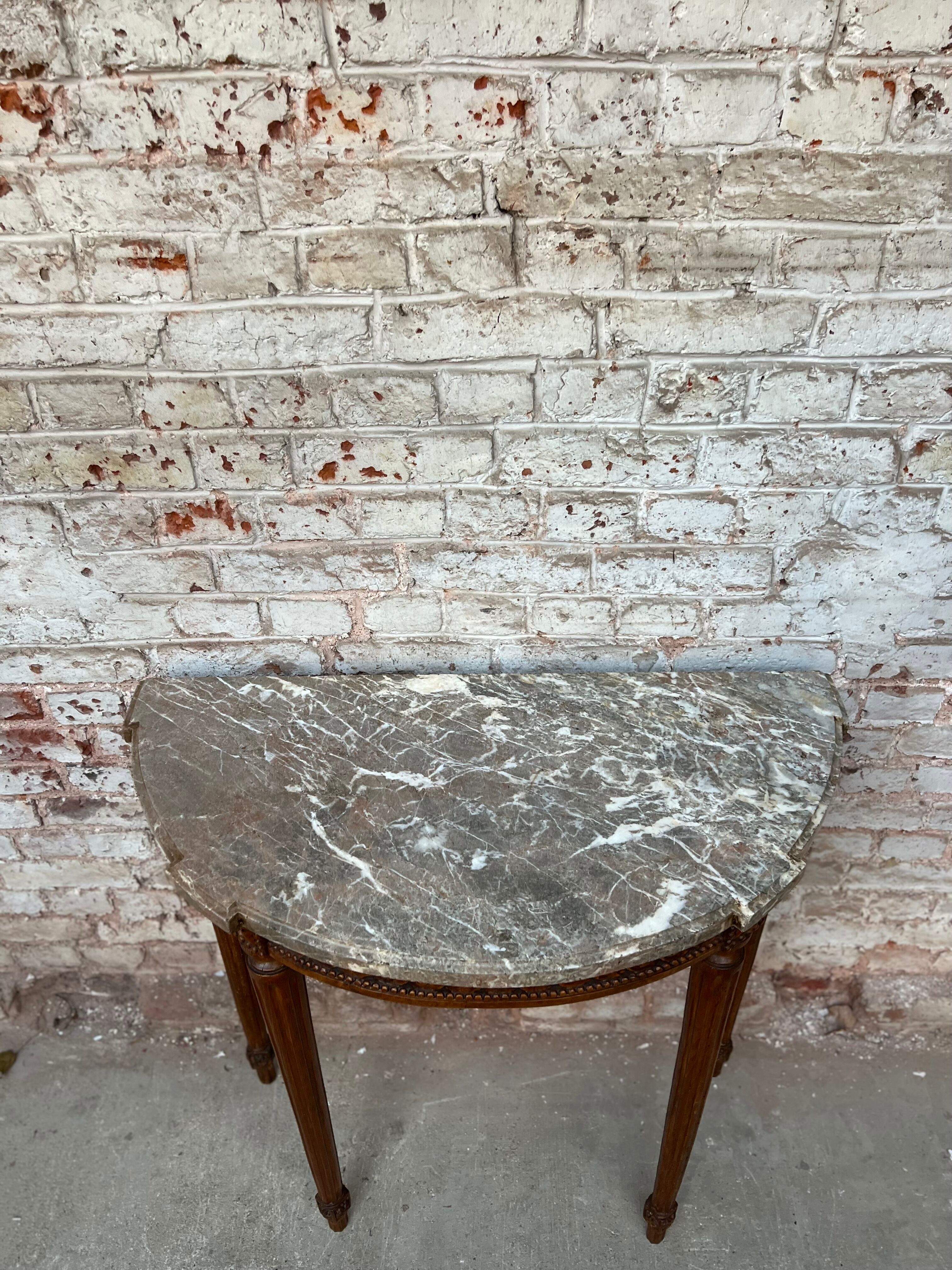 Console half moon natural wood period Louis XVI XVIII th century