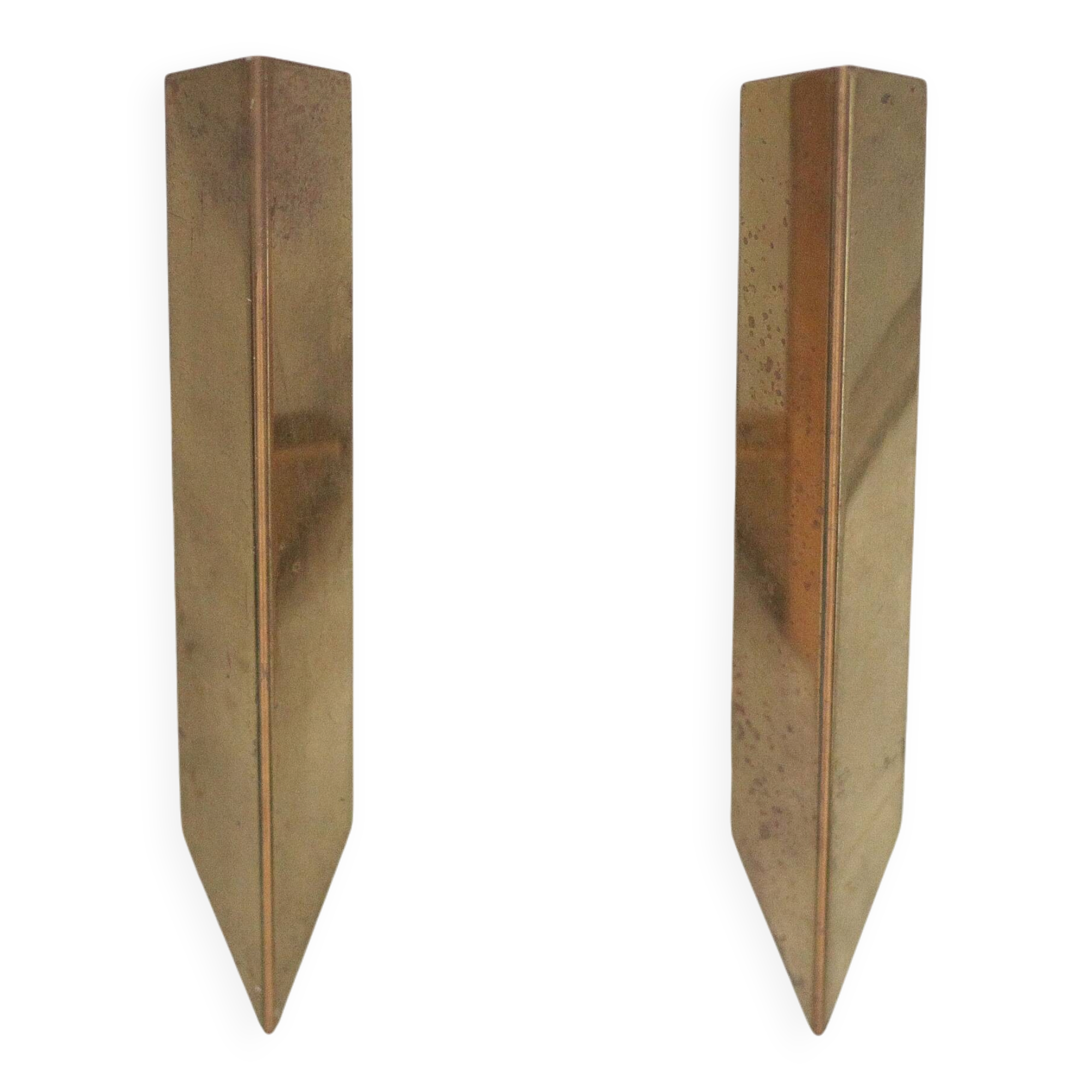 Vintage J.T. Kalmar wall sconces, brass wall lights, modernist.