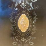 Antique metal fireplace screen.