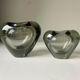 Set of 2 heart shaped Holmegaard crystal vases by Per Lutken