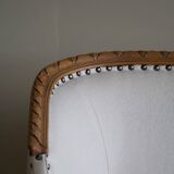 Sculptural 2-seater canapé in oak and wool, Danish "Skønvirke" style, 1920s.