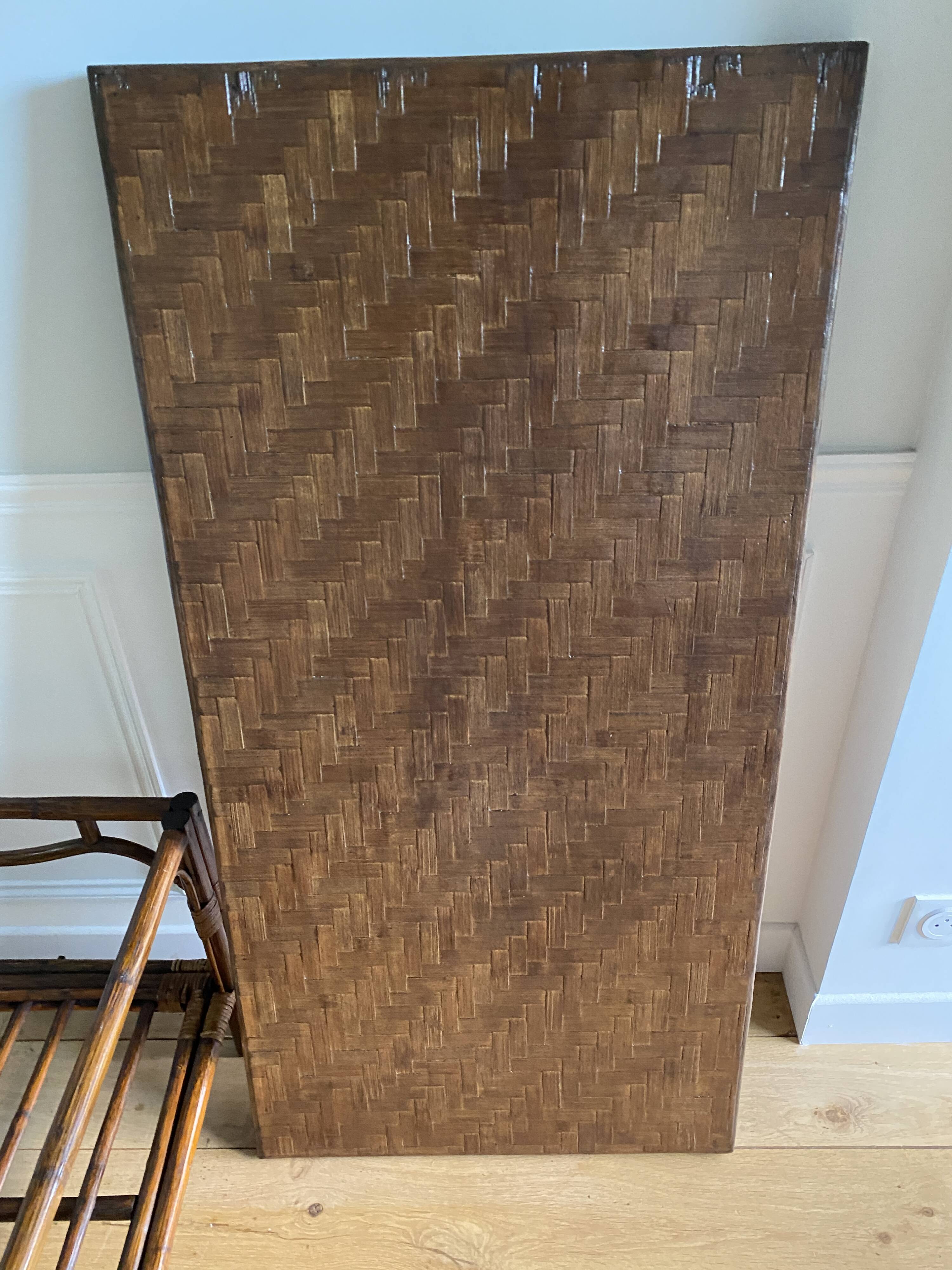 Vintage brown bamboo living room coffee table