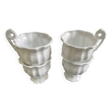 Set of 4 white porcelain teacups