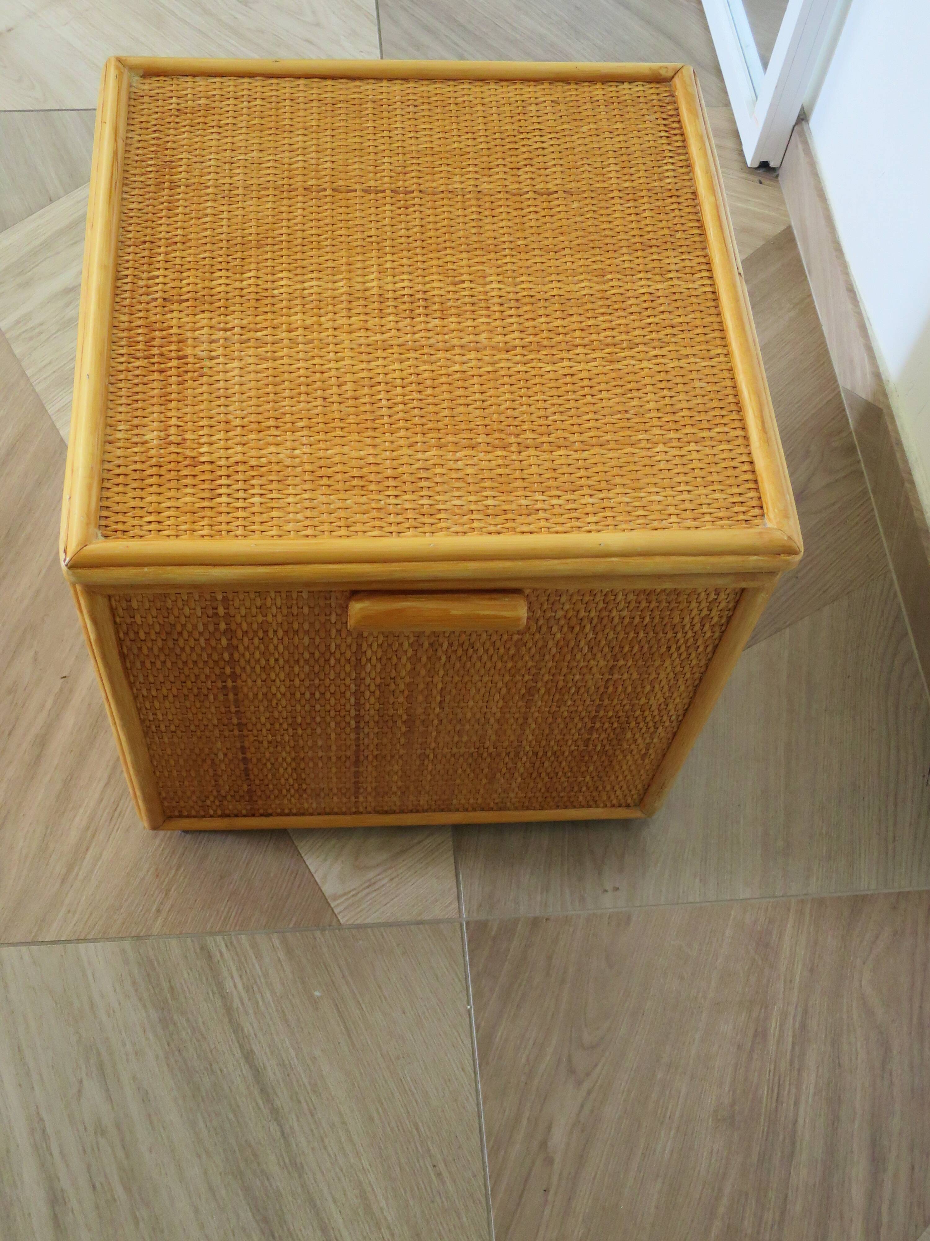 Woven rattan chest, wood and bamboo, 1980s