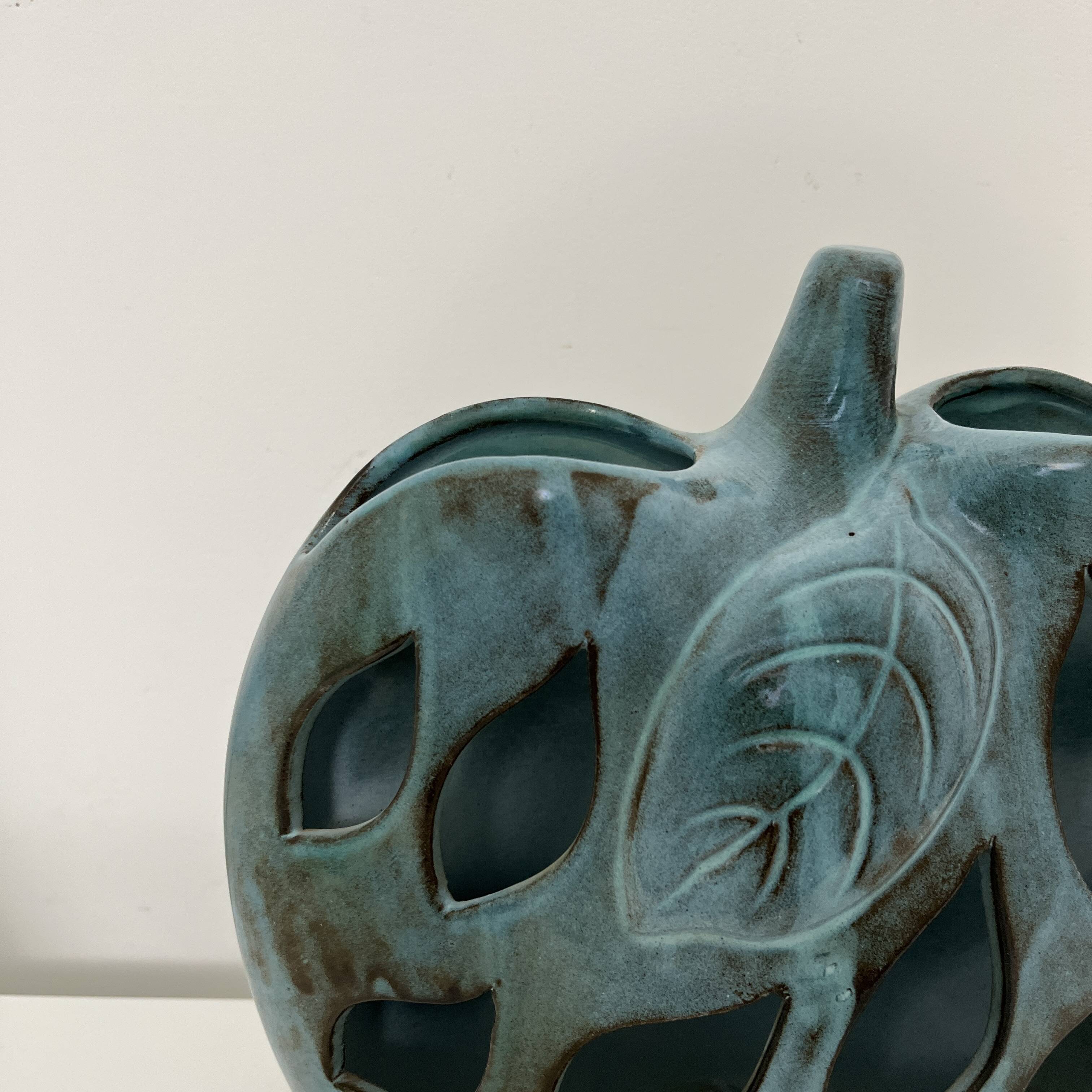 Openwork ceramic apple lamp from Les Grottes Dieulefit