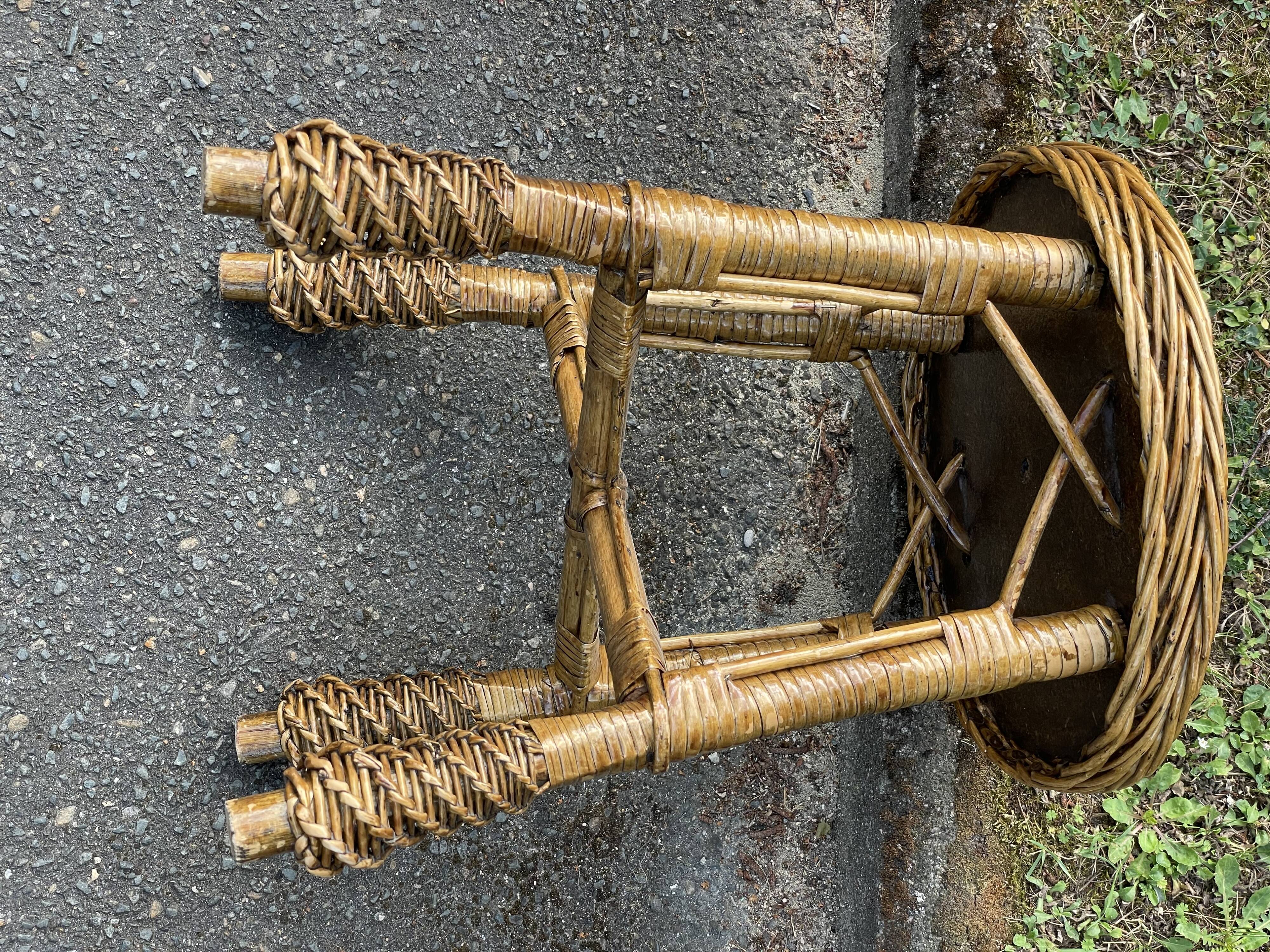 Braided wicker stool