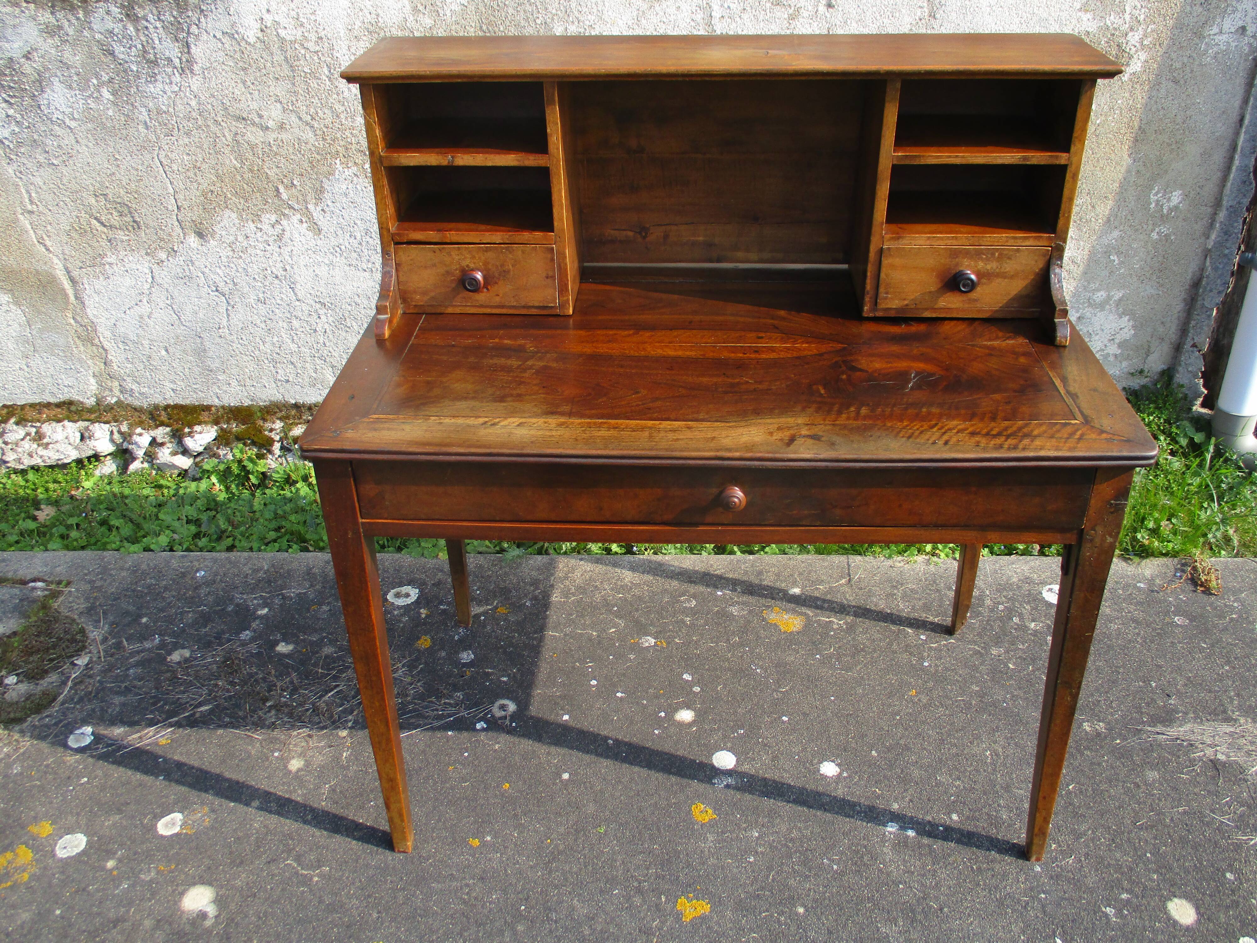 Walnut Secretary Stepped XIXth century Louis Philippe