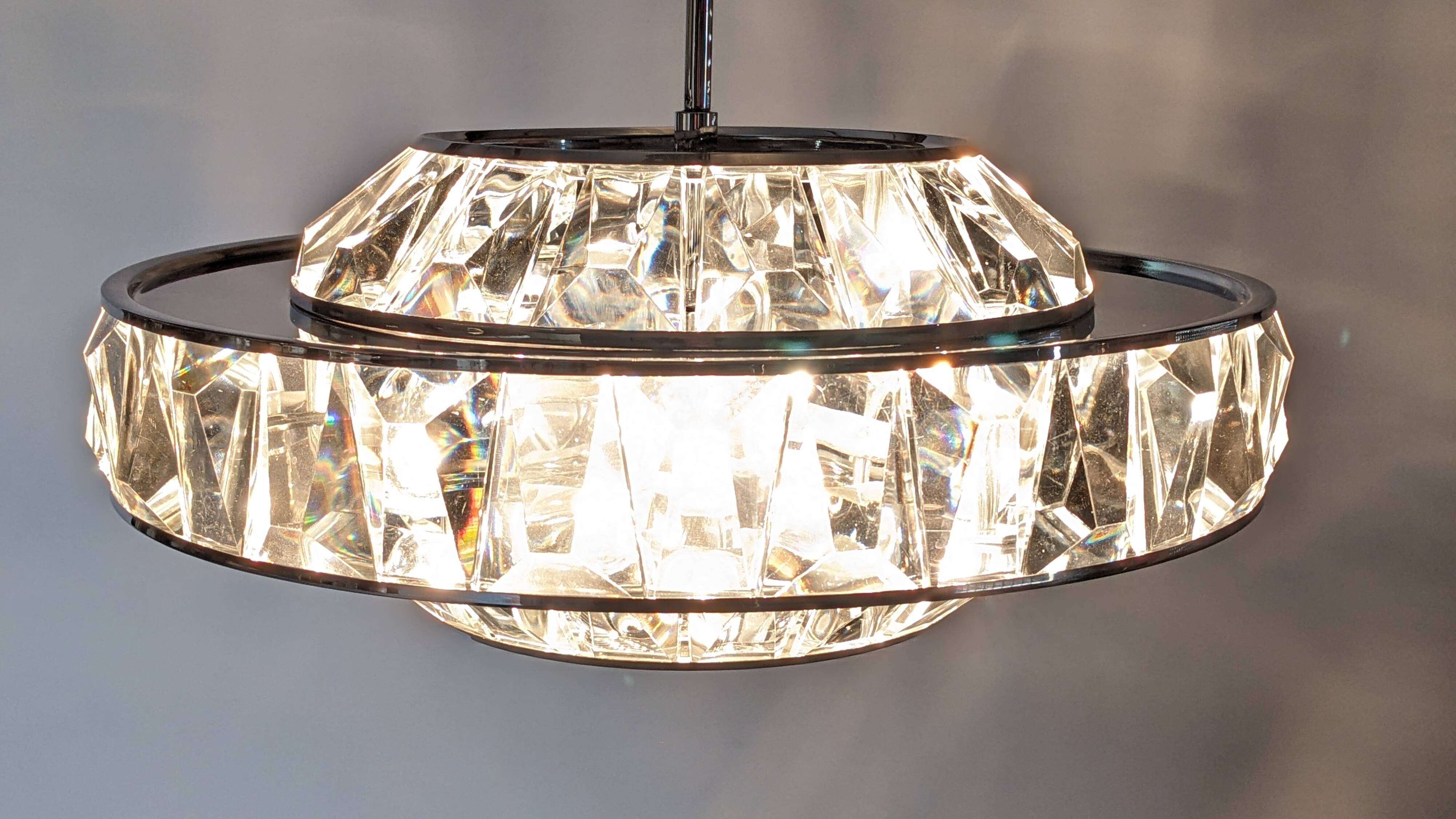 Lustre soucoupe en cristal par Kinkeldey, Autriche vers 1970