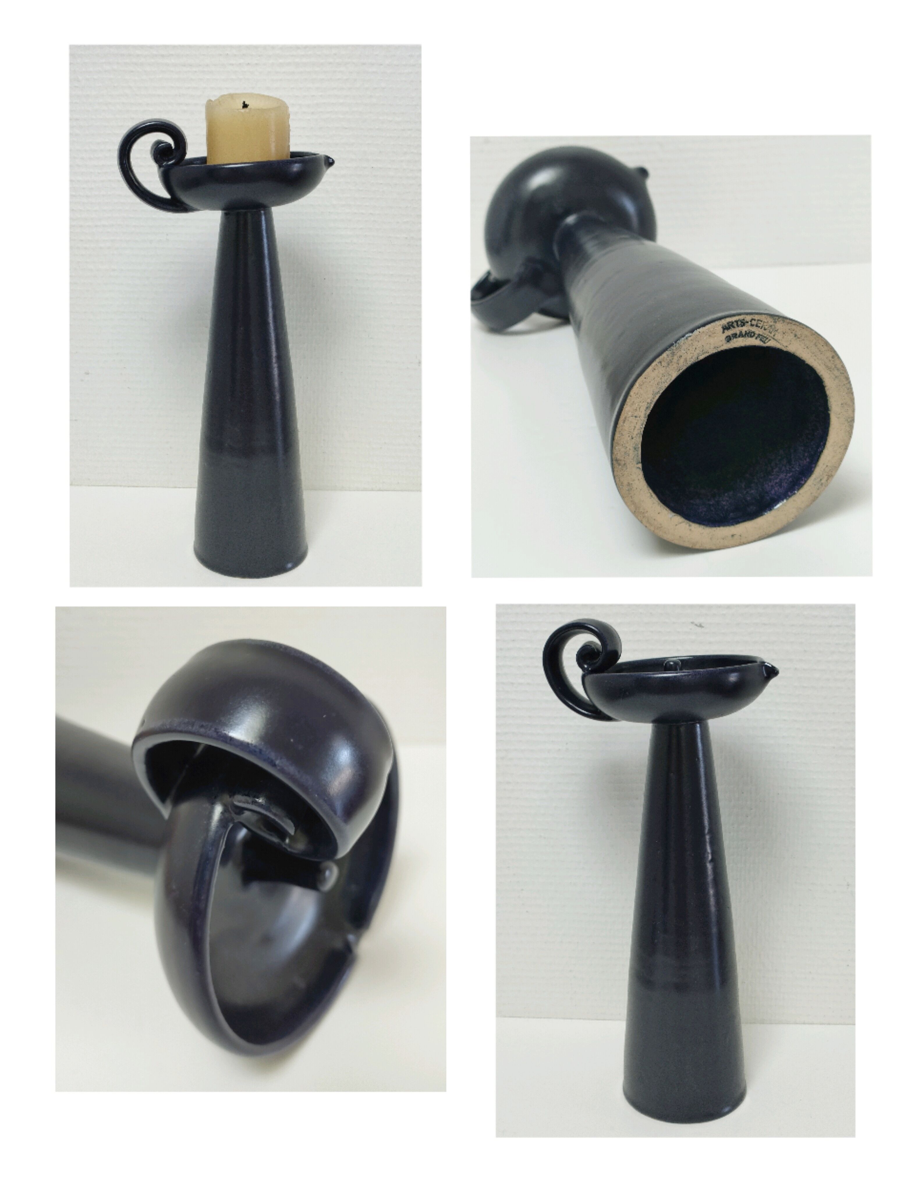 High candle holder pique ceramic candle design vintage arts ceram