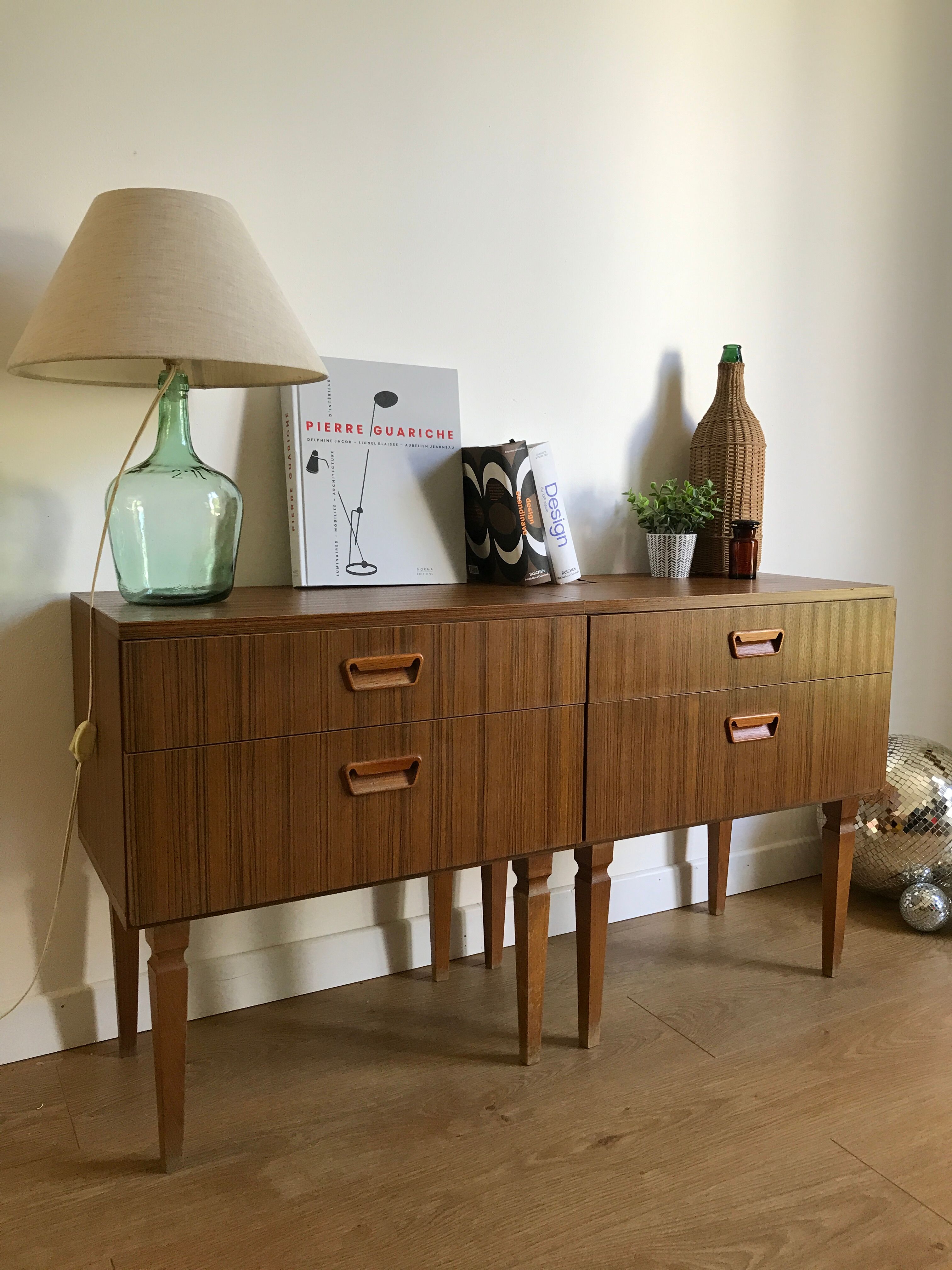 Pair of vintage bedside tables scandinavian style