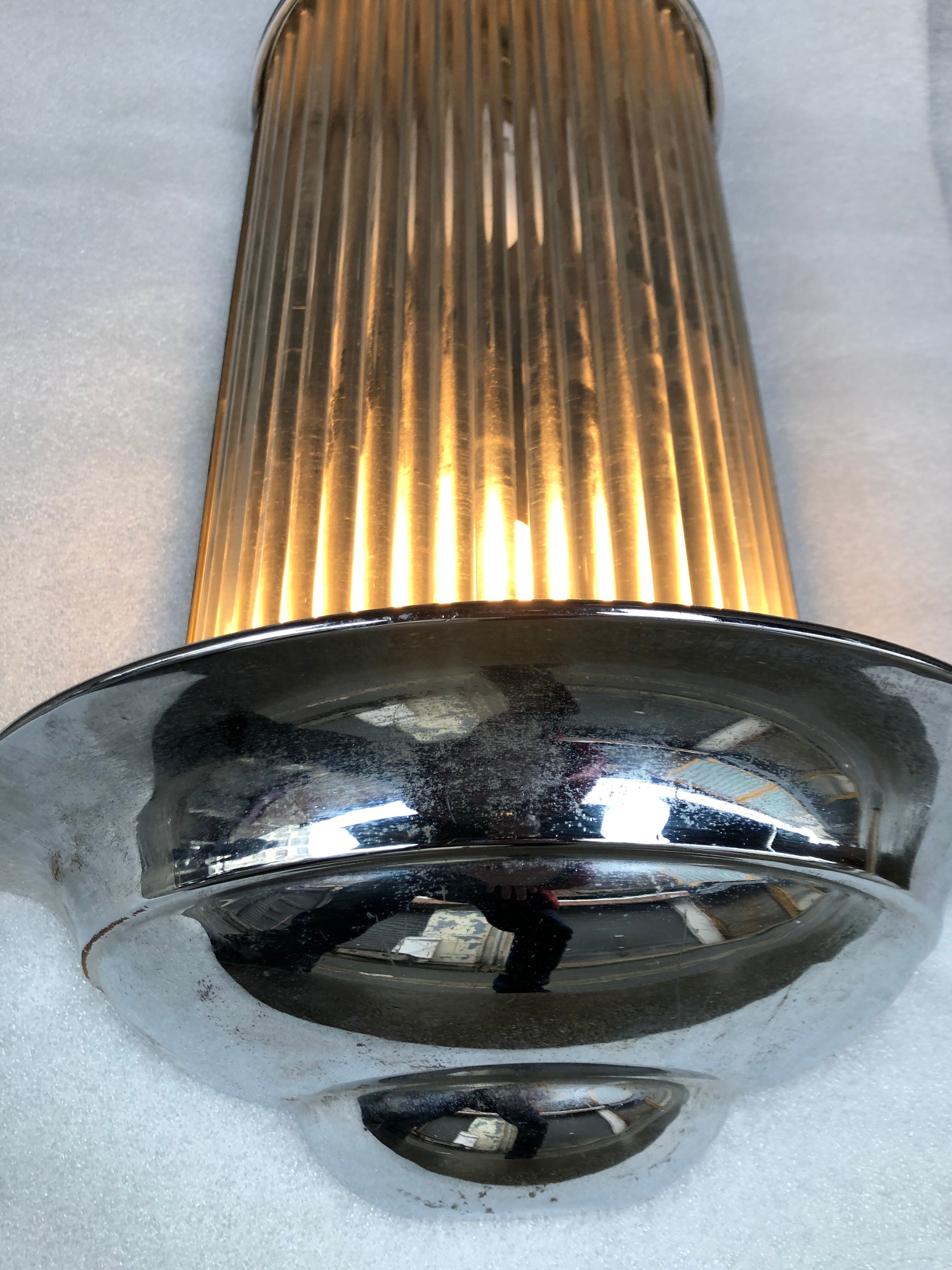 Art Deco Henri Petitot chrome and glass tubes