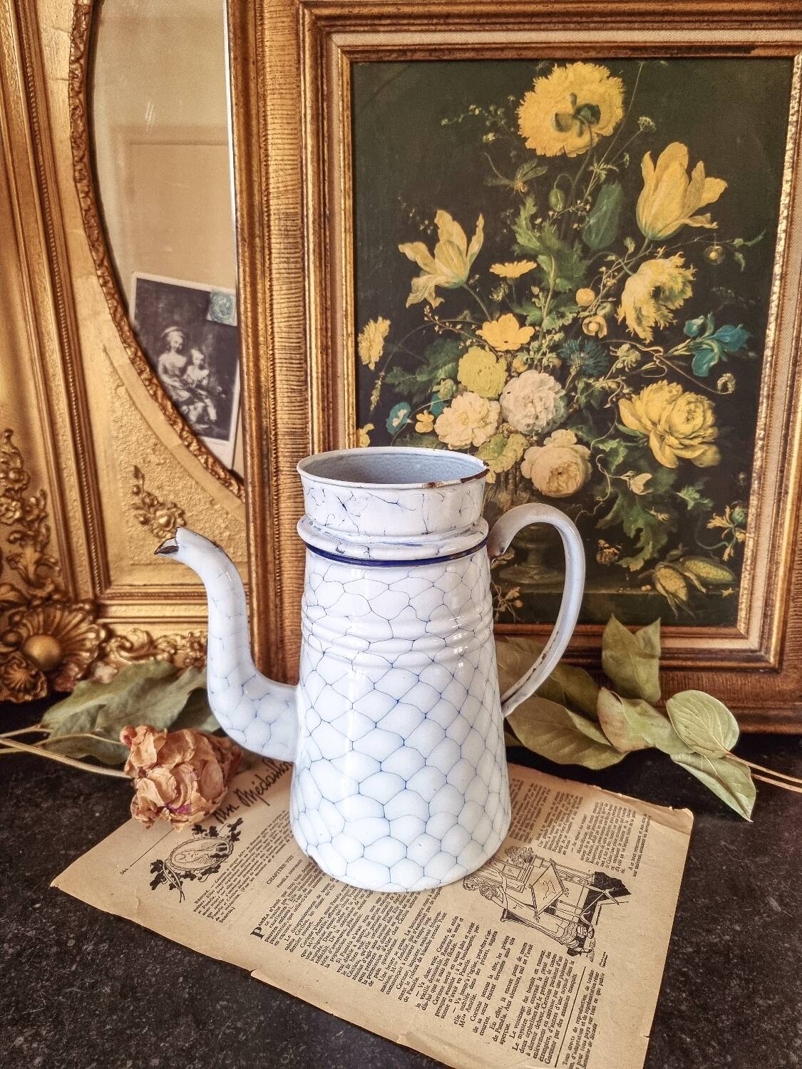 Large enameled coffee pot