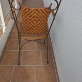 Wicker armchair and wrought iron