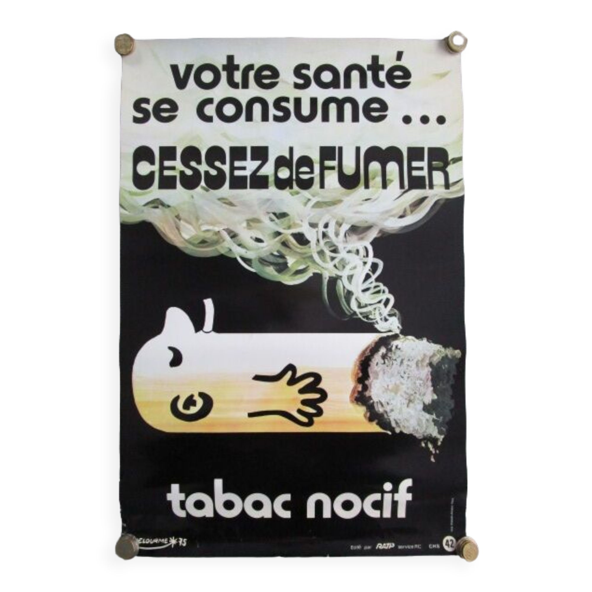 Old ratp poster Delourme-against smoking-60x40, 1975