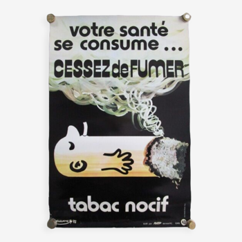 Affiche ratp ancienne Delourme-contre le tabagisme-60x40, 1975