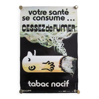 Affiche ratp ancienne Delourme-contre le tabagisme-60x40, 1975