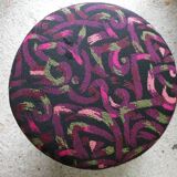 Set of 3 vintage round poufs printed 90