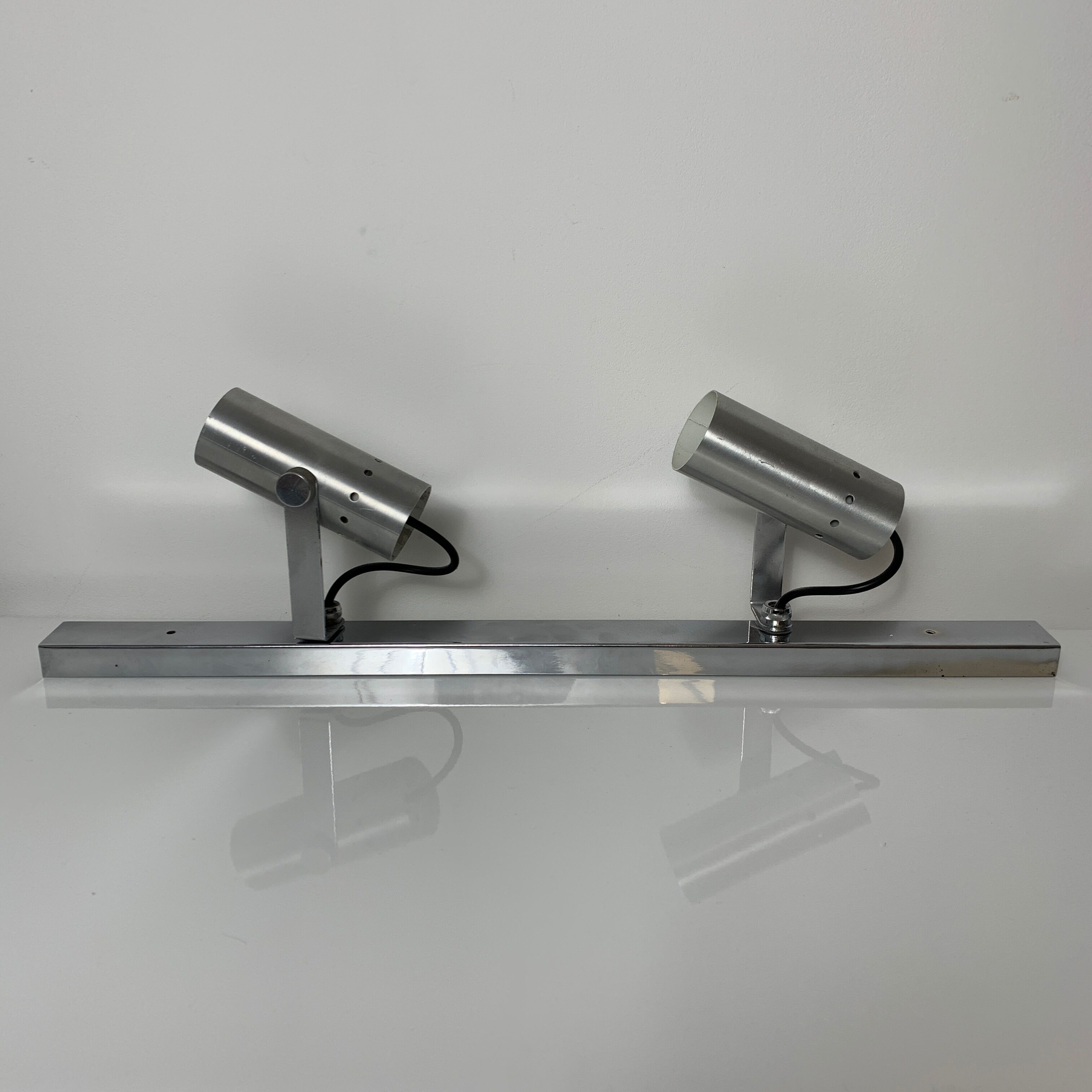 Ramp spot wall lamps chrome metal and brushed aluminum