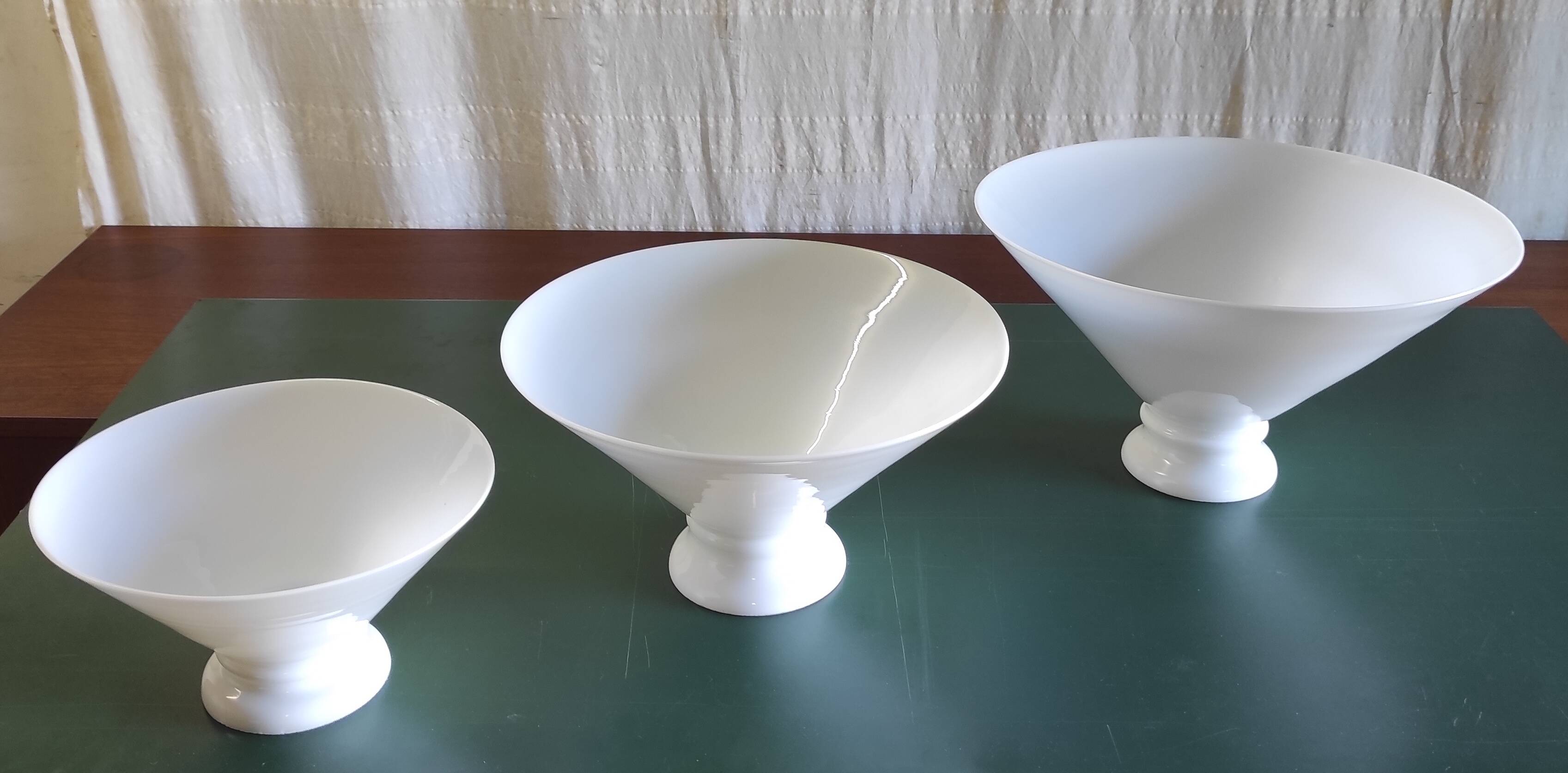 Set of 3 opaline lampshades - early 20th century