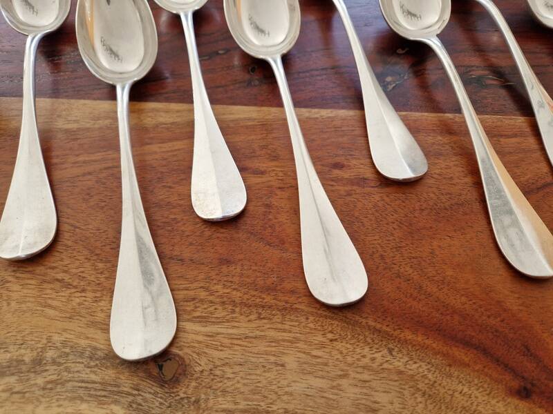 Christofle - Set of 11 Fidelio baguette pattern silver-plated table spoons