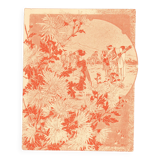 Art Nouveau engraving 1896 - Chrysanthemums and Japanese scene by G. Fraipont