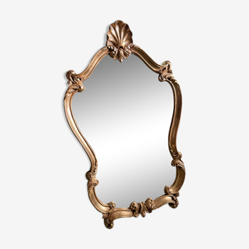 Miroir coquille en résine doré 46x75cm