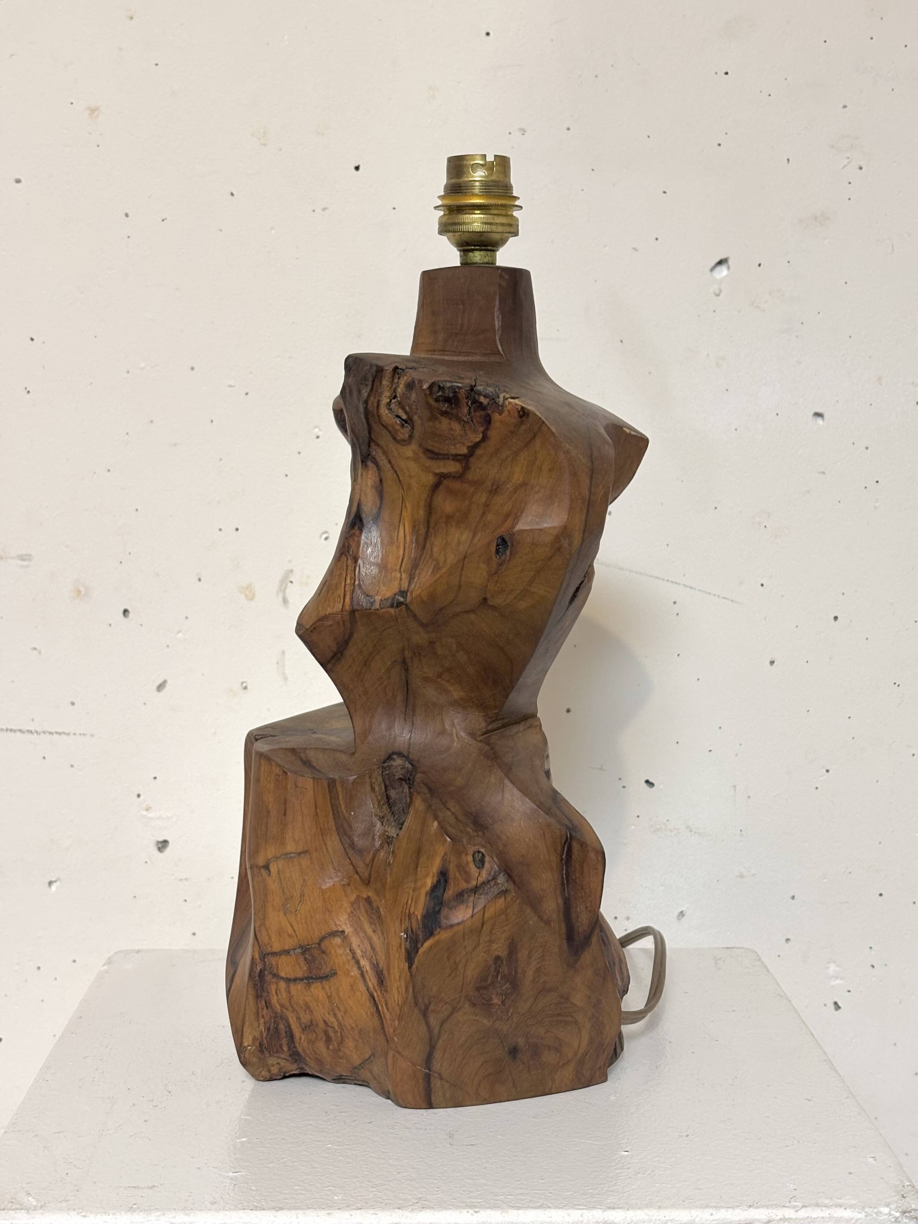 Olive wood lamp 1950