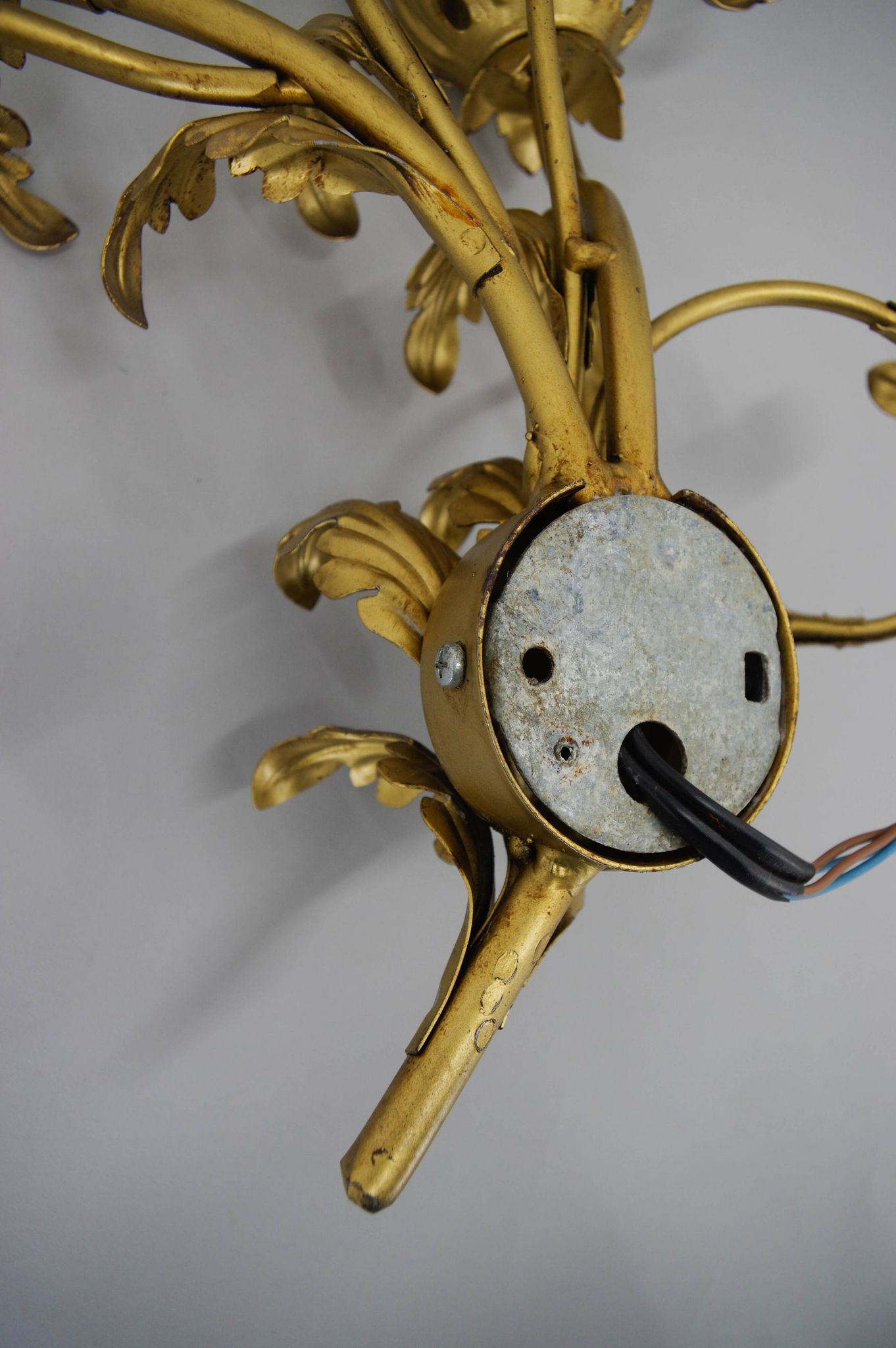 Set of Two Gilt Wall Lamps, Italy, 1960s
