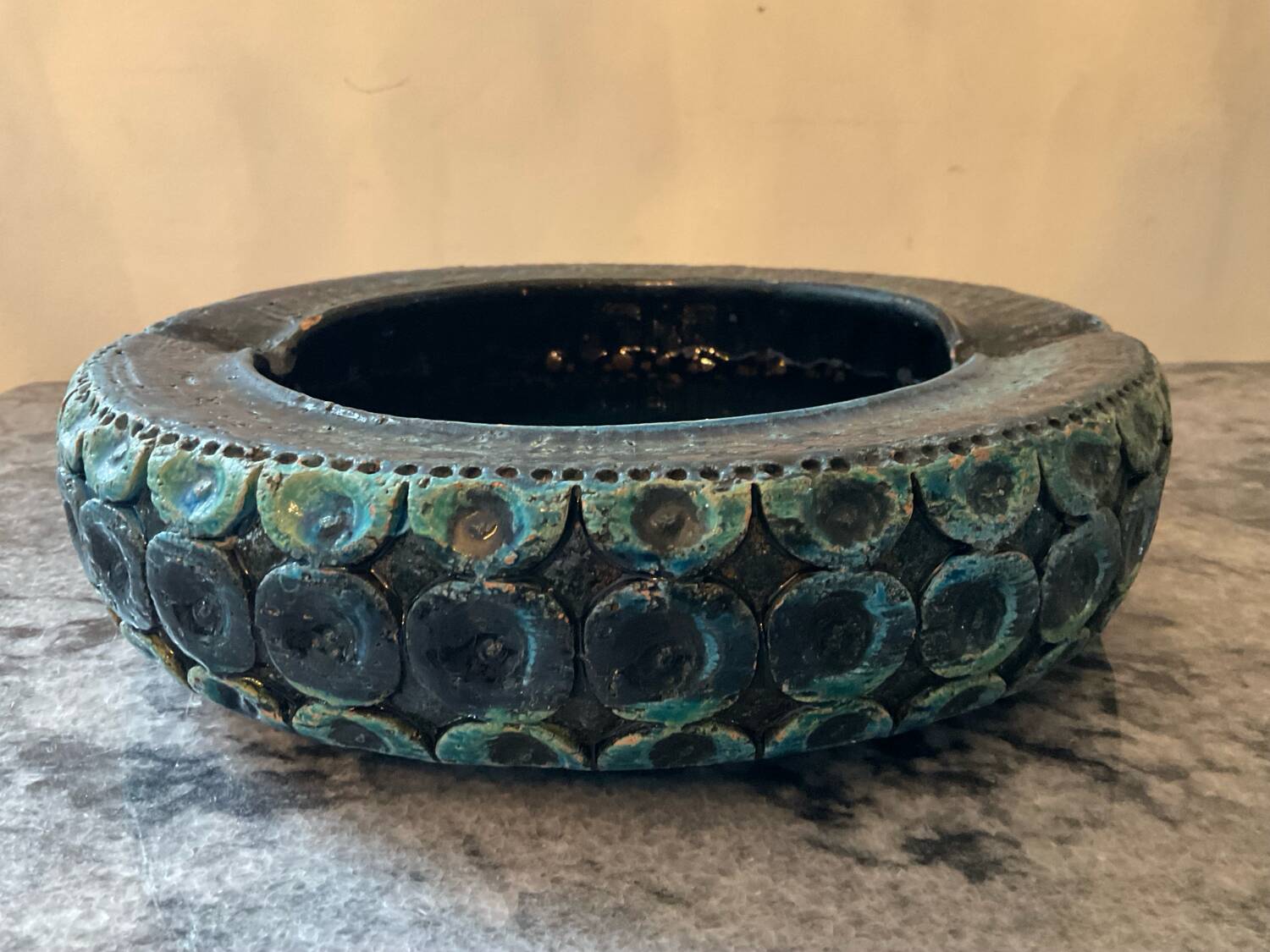 Large Bitossi-Aldo Londi ashtray in glazed ceramic