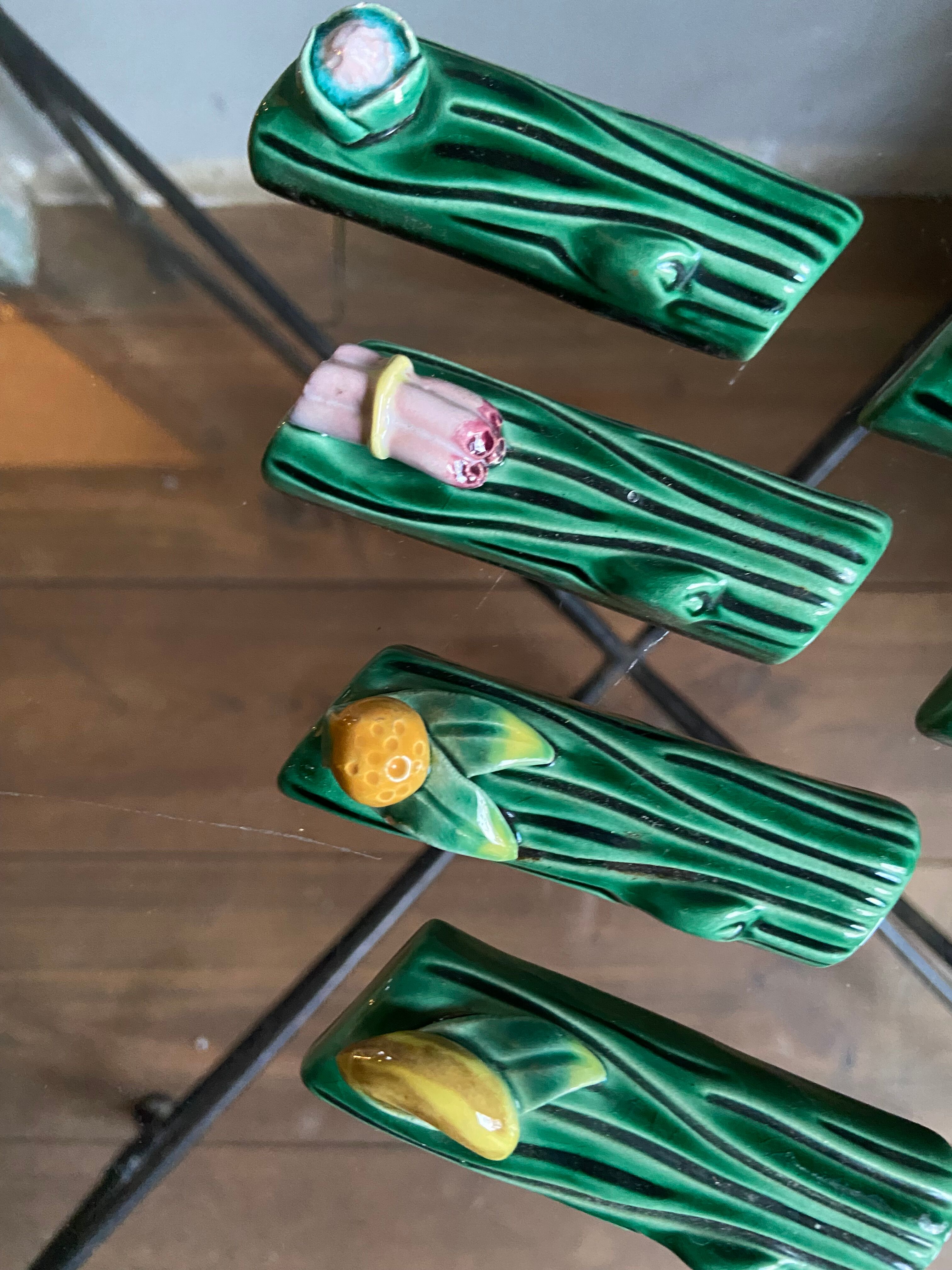 Vintage Vallauris vegetable and fruit knife holders