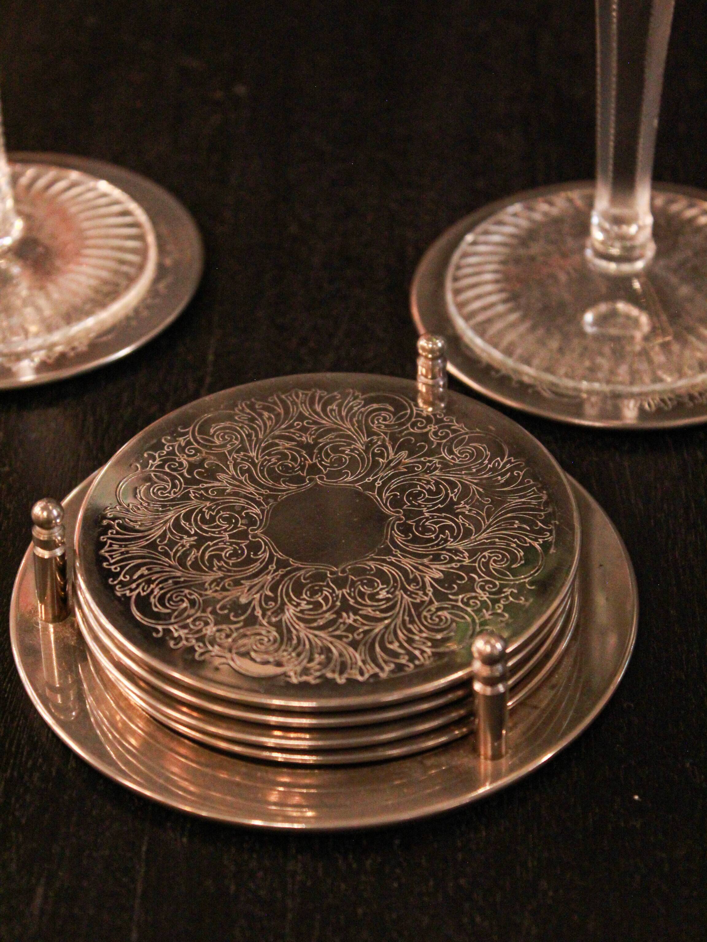 Set de sous-verres en alpaga avec support