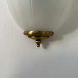 Pair of vintage wall lights, brass and sandblasted glass, France 1970