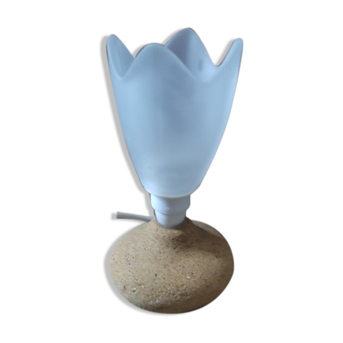 Bedside lamp base reconstituted stone tulip polished glass original
