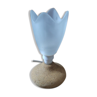 Bedside lamp base reconstituted stone tulip polished glass original