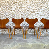 Suite of 4 chairs 4130 Grand Prix in teak, Arne Jacobsen for Fritz Hansen Teak
