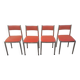 Set of 4 vintage chrome and orange faux leather chairs.