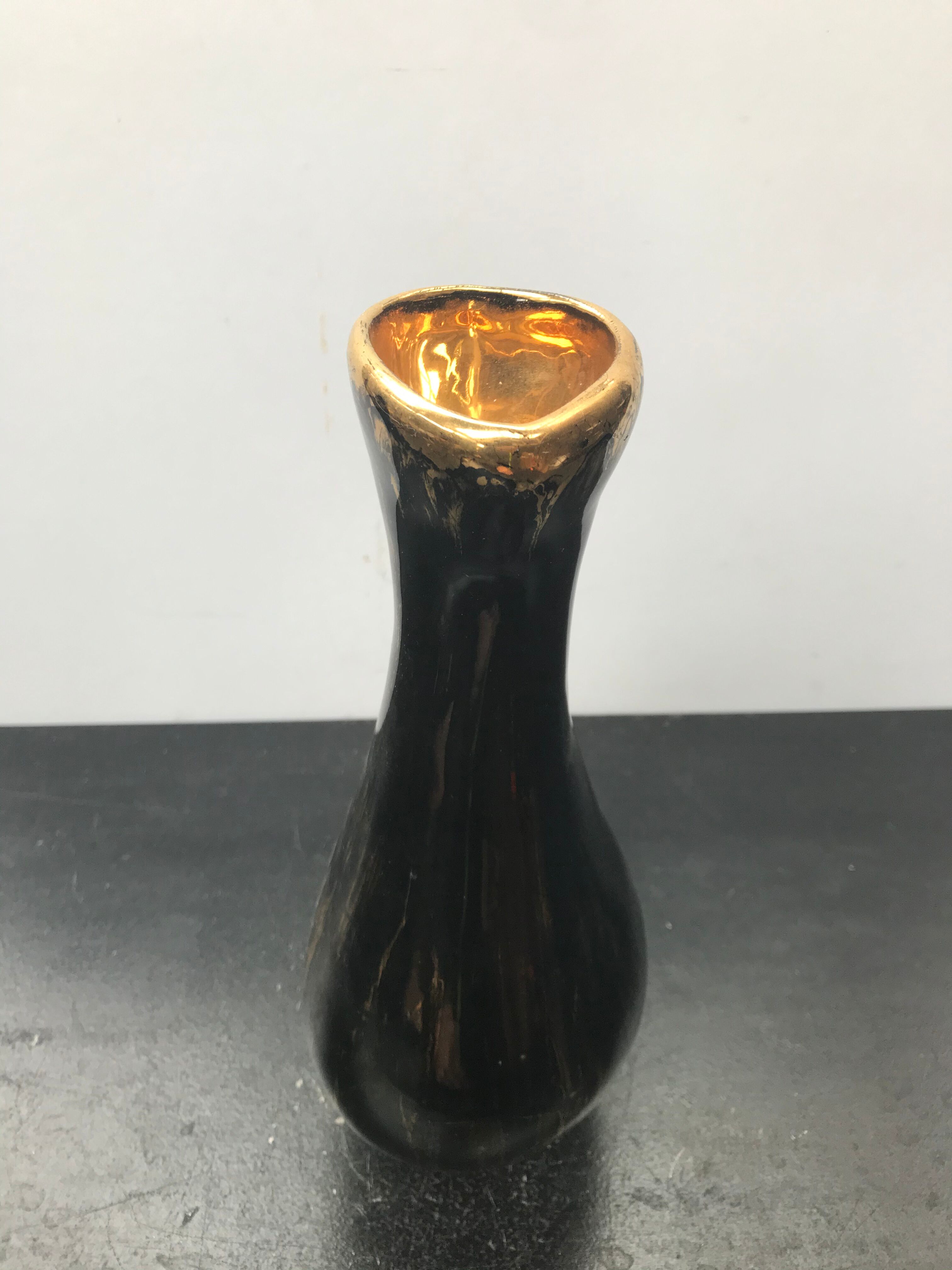 Pichet Vallauris tess céramique noire & dorée vintage