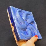 Blue Glazed Ceramic Plate Relief Decor Trivet